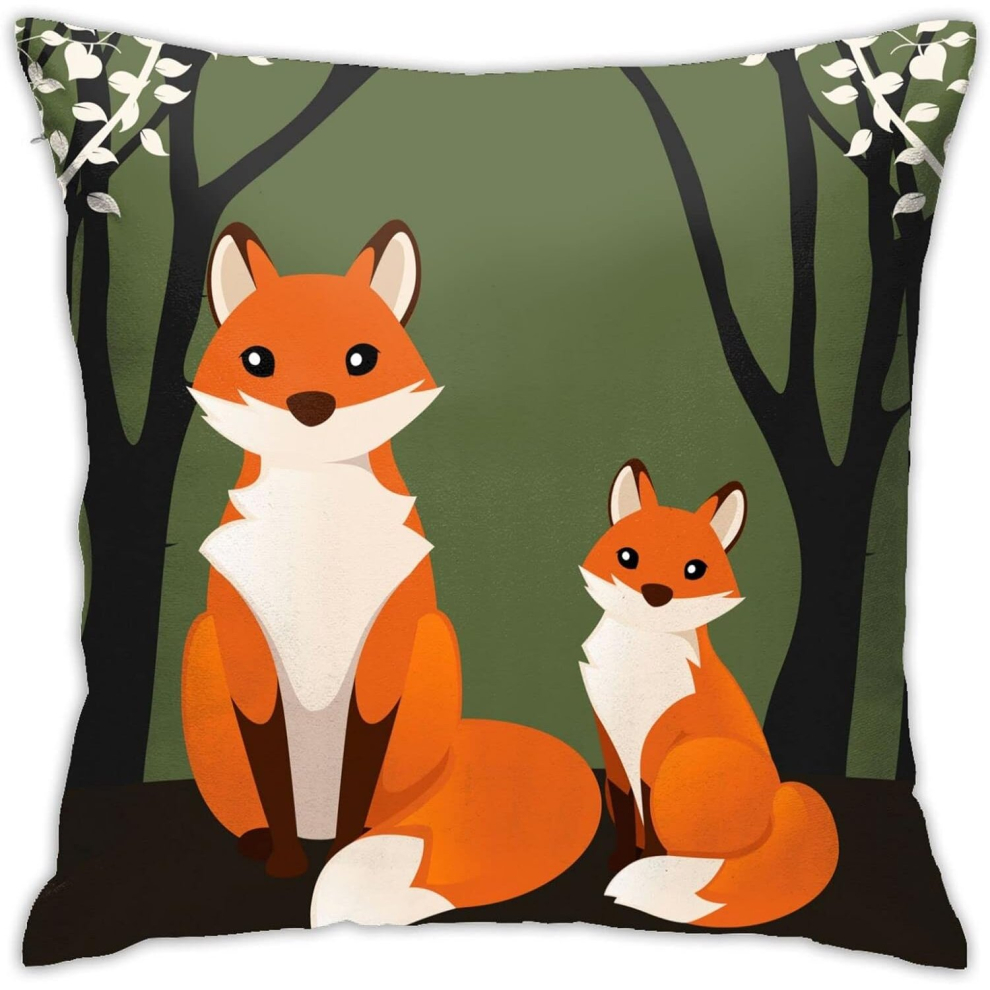 Cute Cartoon Orange Fox In The Woods Design Cushion Case Comfy Pillow Case Stain Resistant Cushion Covers45X45 Cm-image-OPC-PCTSHHZ-NEW