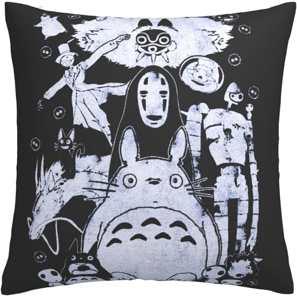 Spirited Away Cushion Covers 45 X 45 Cm Square Throw Pillowcases For Sofa Bedroom With Invisible Zipper 18 X 18 Inch Sets Of 1