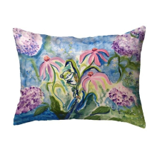 16 x 20 in. Frog & Pink Flowers No Cord Pillow