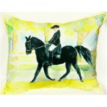 Black Horse & Rider Indoor & Outdoor Throw Pillow- 20 x 24 in.