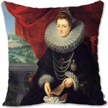 Decorative Toss Pillow Case Cover Protector Renaissance Baroque Woman Portrait Art - Rubens --The Infanta Isabel Clara Eugenia Rb