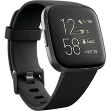 Fitbit Versa 2 Health & Fitness Smartwatch Schwarz/Carbon - AMOLED-Display, 5 Tage Akku, Herzfrequenz, Schlaftracking, 15+ Modi