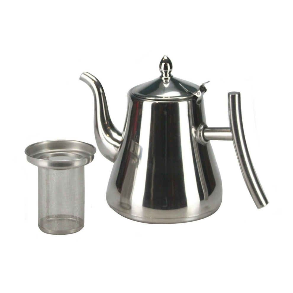 (1L - 6 Cups) Stainless Steel Teapot Loose Leaf Infuser Stovetop