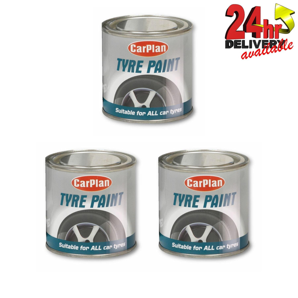 Carplan Rubber Tyre Mudflap Trim Black Paint 250ML Pack of 3