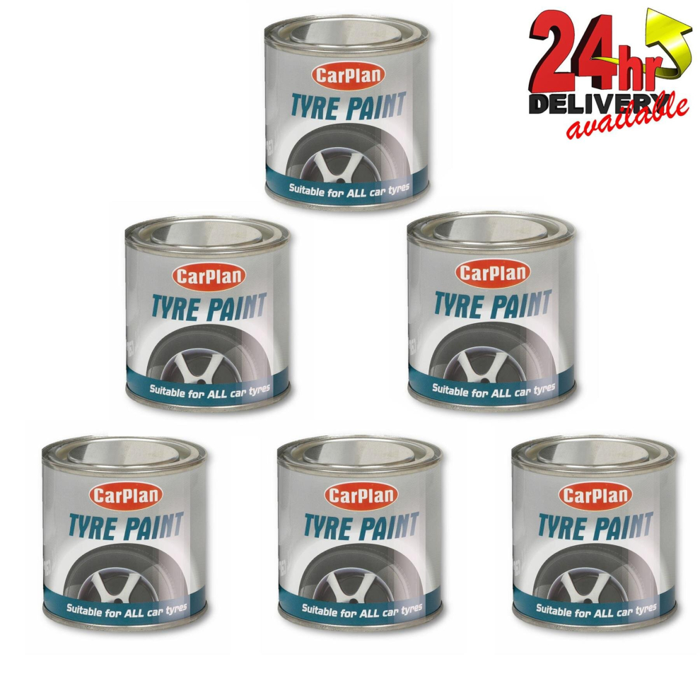Carplan Rubber Tyre Mudflap Trim Paint 250Ml Pack Of 6 Black