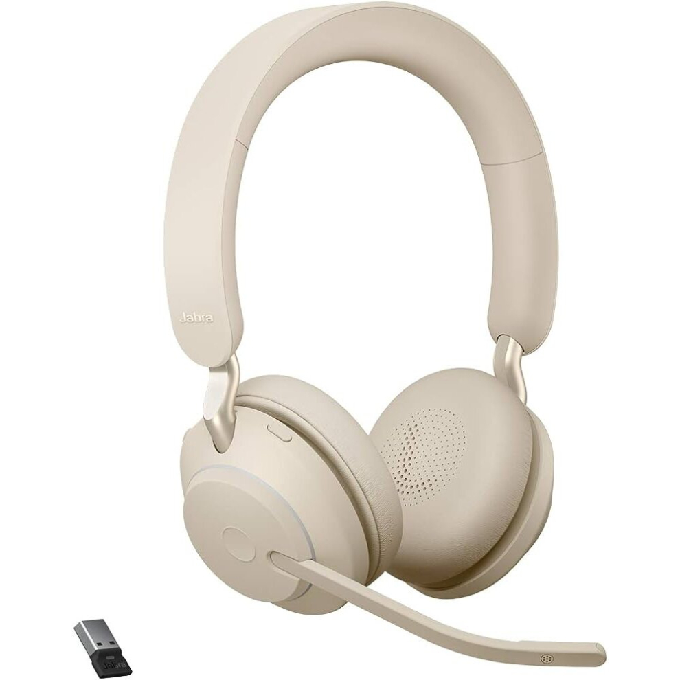 Jabra Evolve2 65 Stereo Wireless On-Ear Headset (Unified Communication, USB Type-C, Beige)