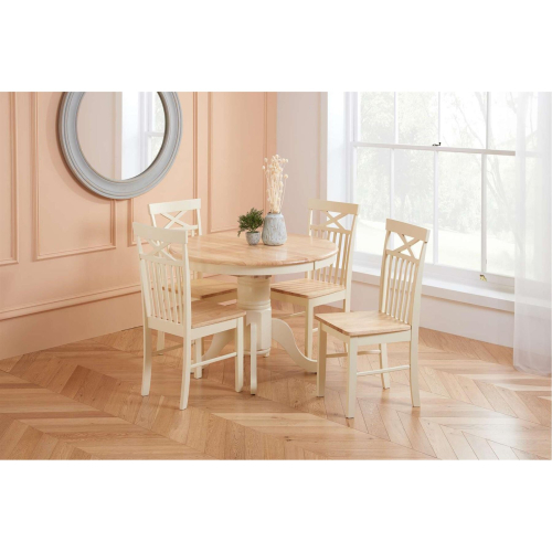 Pair of Oak & Cream Dining Chairs Solid Wood Birlea Chatsworth on OnBuy