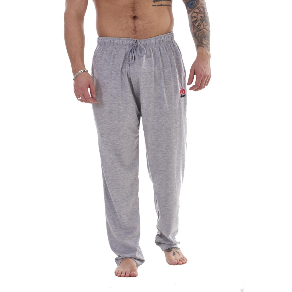 (Grey, XL) Malay Men Plain Pyjamas 2 Pack Cotton Jersey Bottoms Pockets Lounge Pants Nightwear