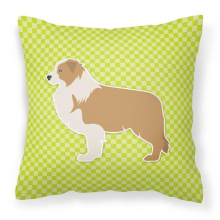 Red Border Collie Checkerboard Green Fabric Decorative Pillow