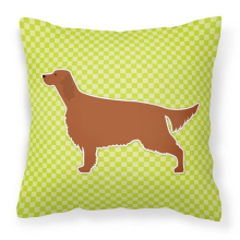 Irish Setter Checkerboard Green Fabric Decorative Pillow Green
