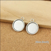 50pcs silver tone plated round Cameo/Cabochon frame pendant fit for necklaces & pendants DIY jewelry Accessories B078