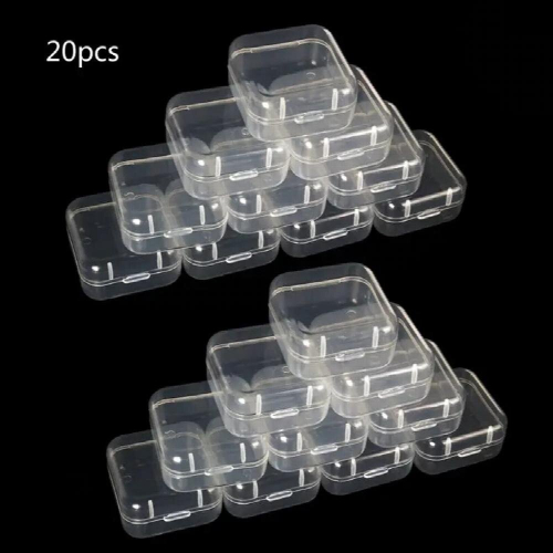 20Pcs/lot Square Mini Clear Plastic Storage Containers Box with Lids for Small Items