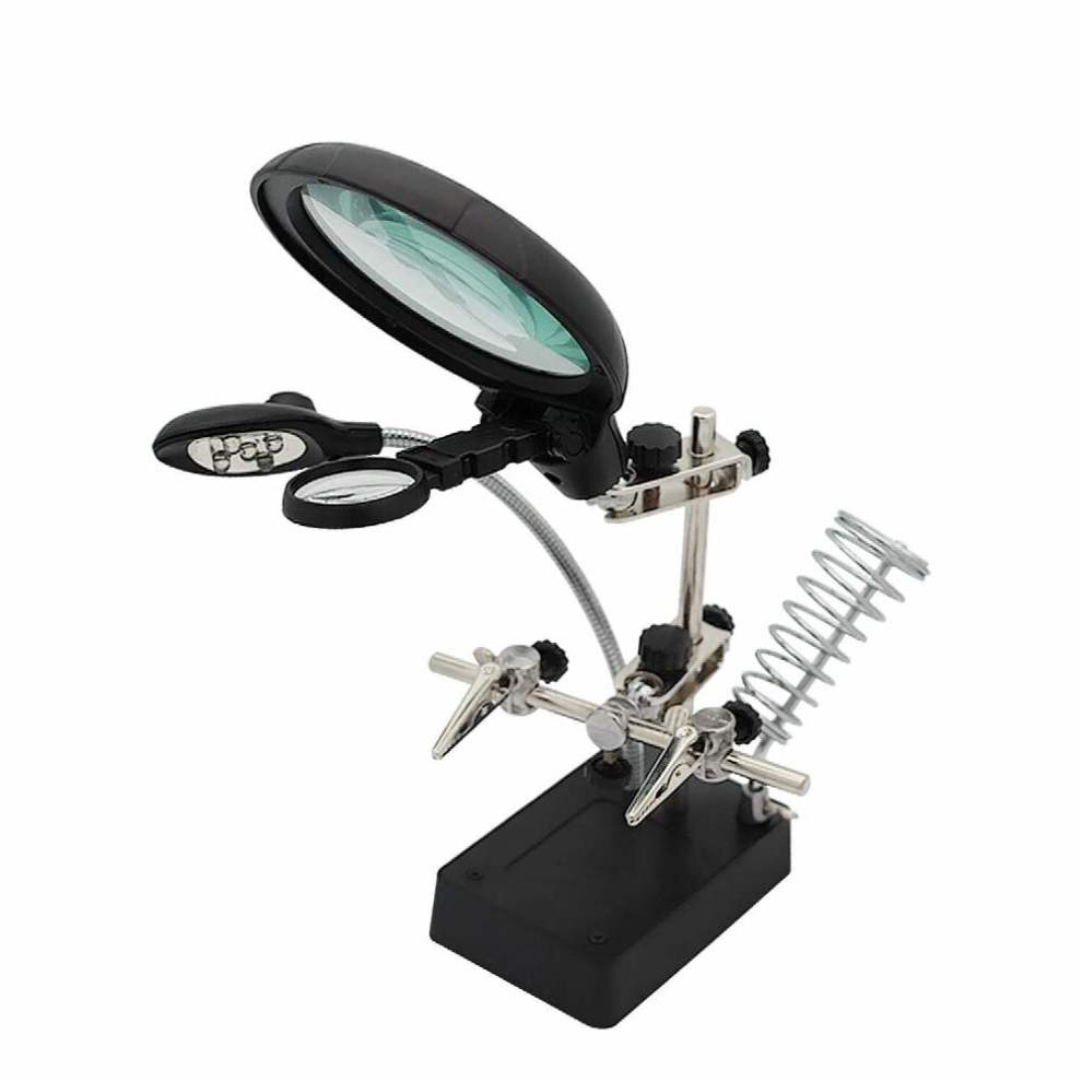 Light Welding Magnifying Glass Workbench With Led 3.5X-12X Lens Auxiliary Clip Loupe Electronic Repair With