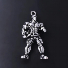 3D strong muscle mens metal pendant gym dumbbells fitness bodybuilders jewelry charm