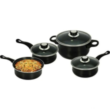 Essential Non-Stick 4 Pieces Cookware Cooking Saucepan Set with Glass Lids