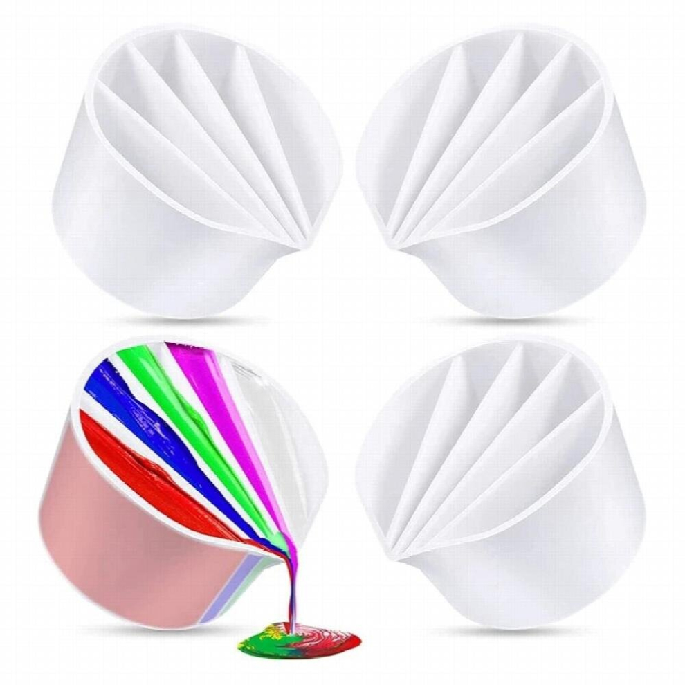 Split Cups For Paint Pouring 4Pcs Silicone Paint Pour Cup 5 Channels Dividers Pour For Resin Art Drawing (5 Channels) 885668236851