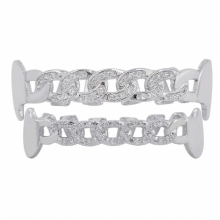 634C Plating Copper Rhinestones Fangs Hip-hop Rapper False Teeth Decor Halloween