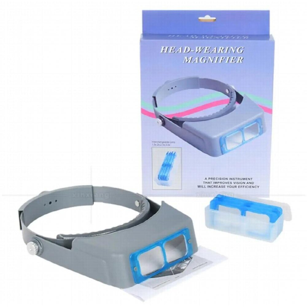 Adjustable Double Lens Headband Reading Magnifier Head-mounted Loupe Magnifying Head Wearing 4 Magnification