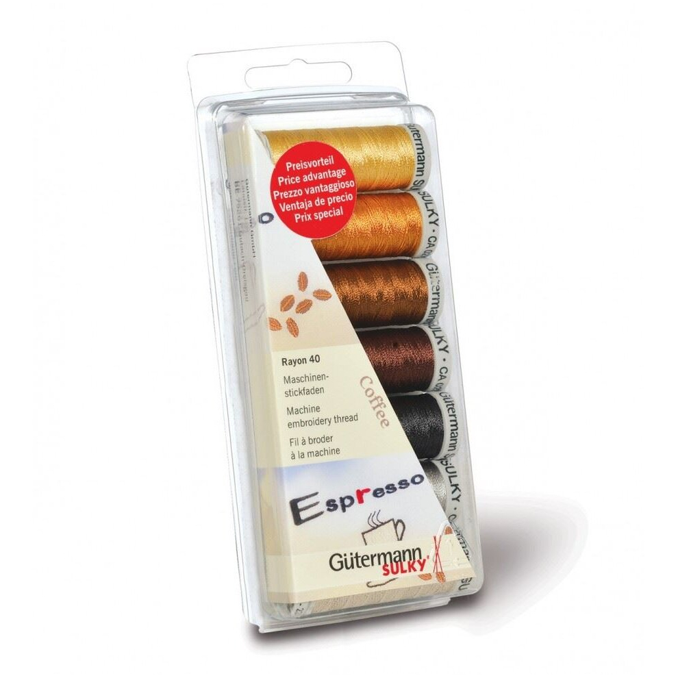 Gutermann Embroidery Thread Box Coffee - 200 Metres - per pack of 7