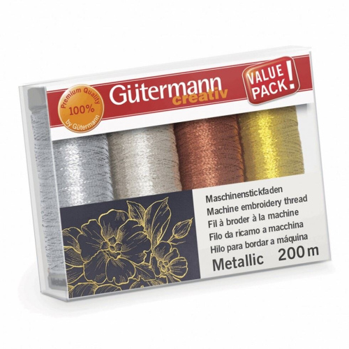 Gütermann Gutermann Metallic Thread Set Assorted Colours - 200 Metres - per pack of 4