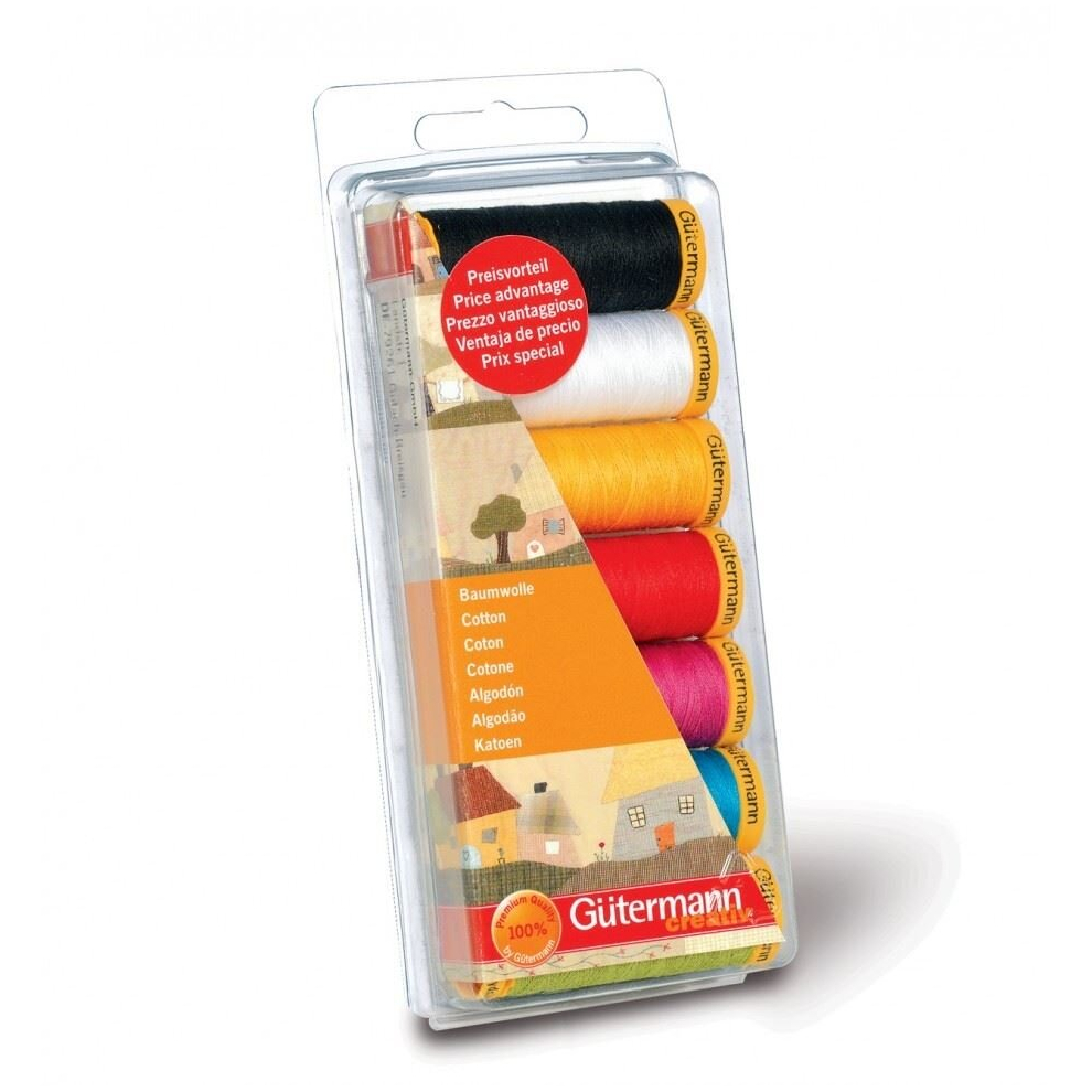 Gutermann Natural Cotton Sewing Thread Set Multicoloured - 100 Metres - per pack of 7