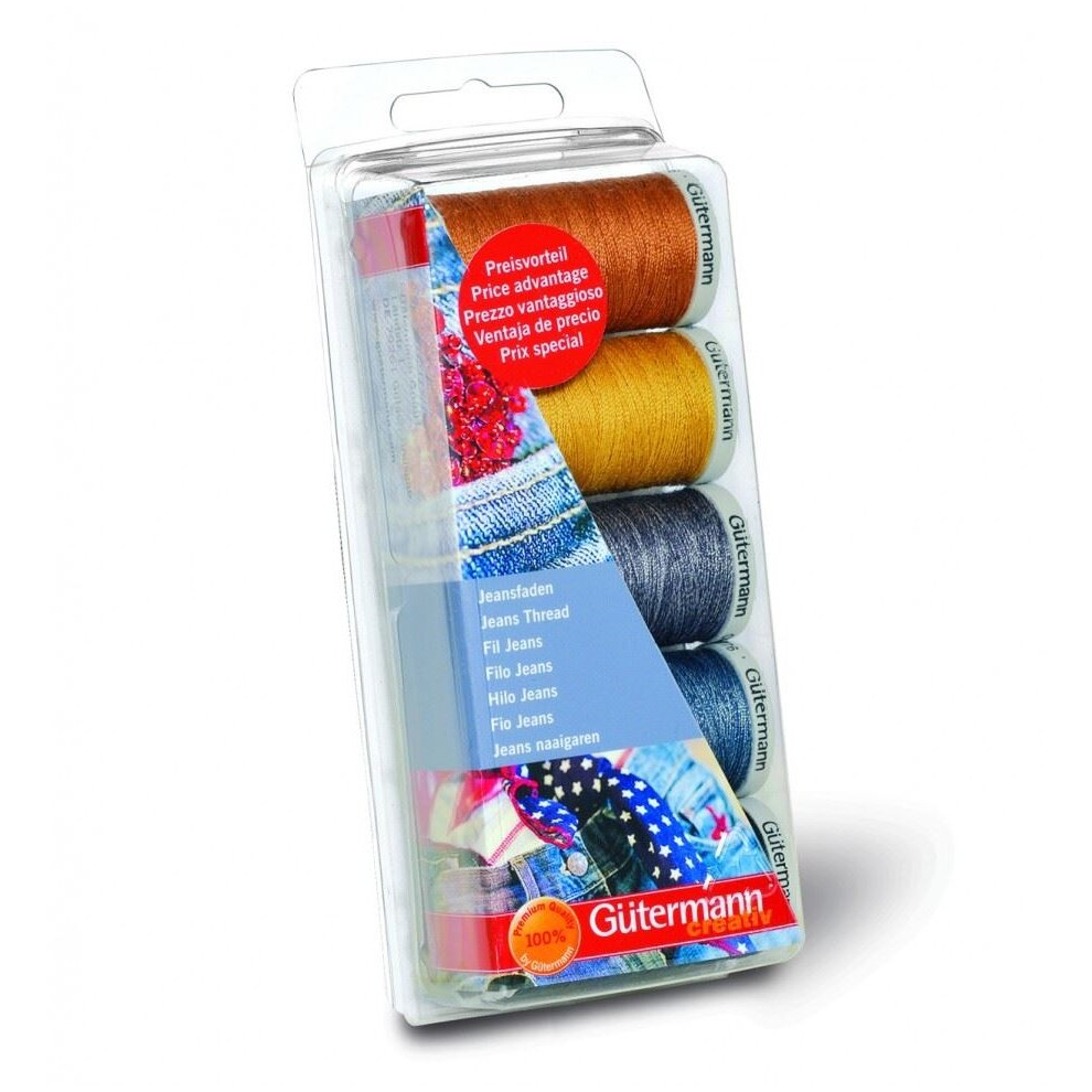 Gutermann Jeans Denim Sewing Thread Set Multicoloured - per pack of 5