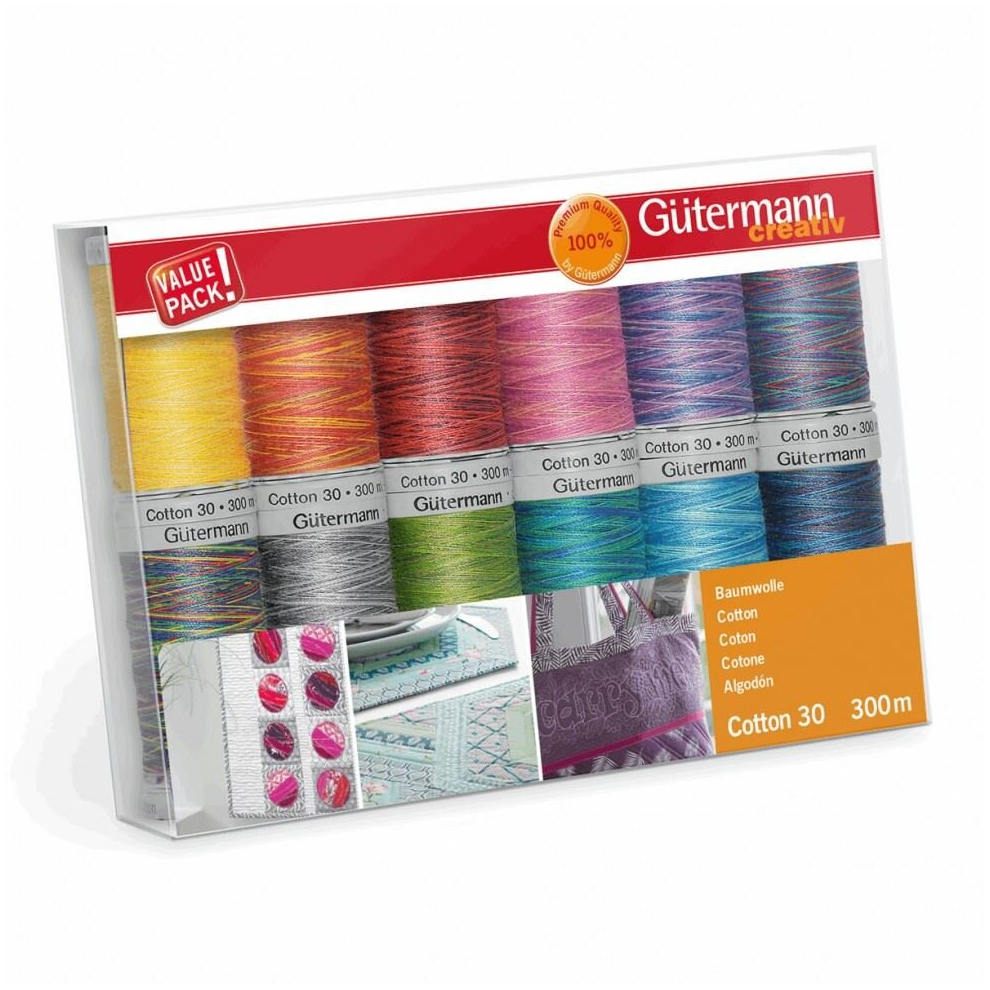 Gutermann No 30 Sulky Cotton Embroidery Thread Set Multicoloured - per pack