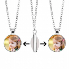Diy Creative Double-Sided Pendant Necklace Personality Baby Children Family Couple Art Crystal Photo Jewelr