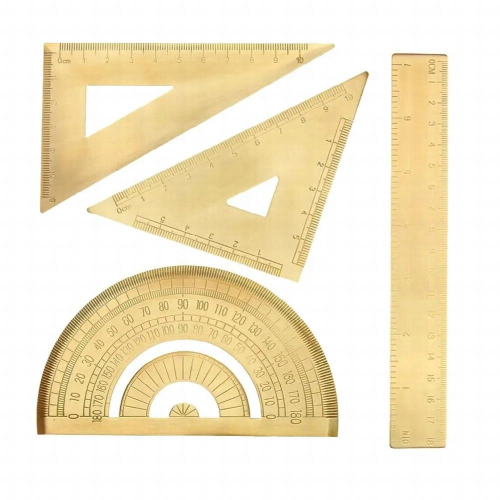 4pcs Protractor Triangle Set Solid Brass Tools Measuring 1