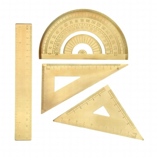 4pcs Protractor Triangle Set Solid Brass Tools Measuring 2