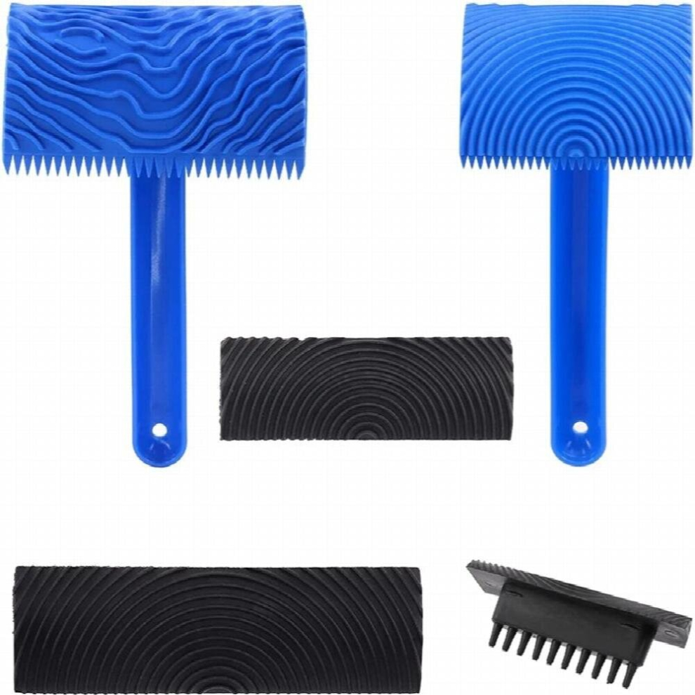 4Pcs Wood Graining Painting Tool Set, Rubber Wood Grain Tool And Rubber Empaistic Wood Texture Pattern Tool 885668259225