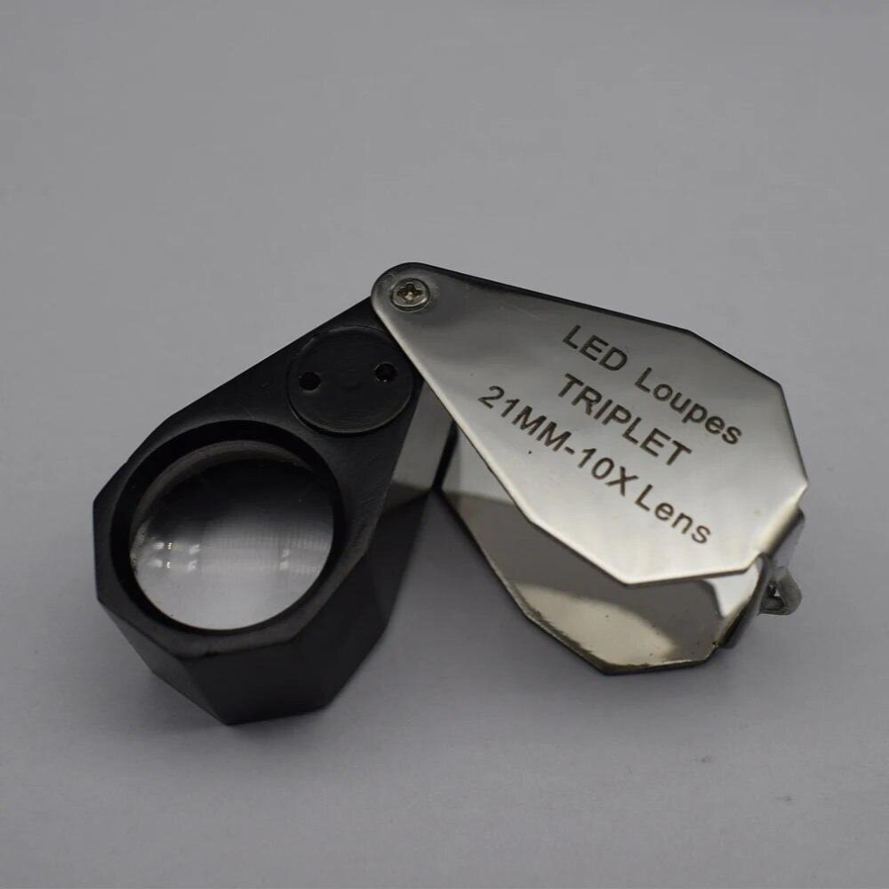 Light Mini 10X21mm Hexagon Retractable Magnifying Glass With Illuminated Led