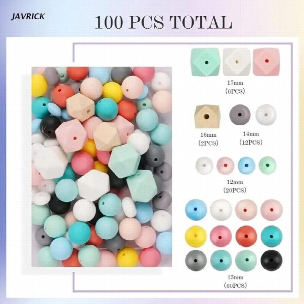 100Pcs/lot Round Polyhedron Shape Silicone Teething Beads Baby Teether For DIY Nursing Necklace Food Chew Beads