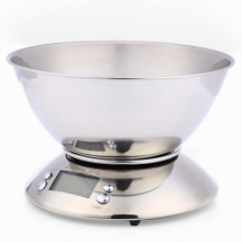 5kg/1g Balance de cuisine en acier inoxydable avec bol Poudre Cuisine Alimentaire Médecine Pâtisserie Balance à Blé Bijoux de Haute Précision