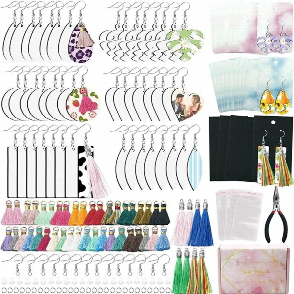 Heat Transfer Earring Pendant Sublimation Spray With Earring Hooks Cardboard Tassels For DIY Craft