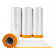 4 Clear Plastic Sheeting 4.9X 65.5 Ft -Taped Masking Film Drop Cloths for Painting Automotive Painting Covering