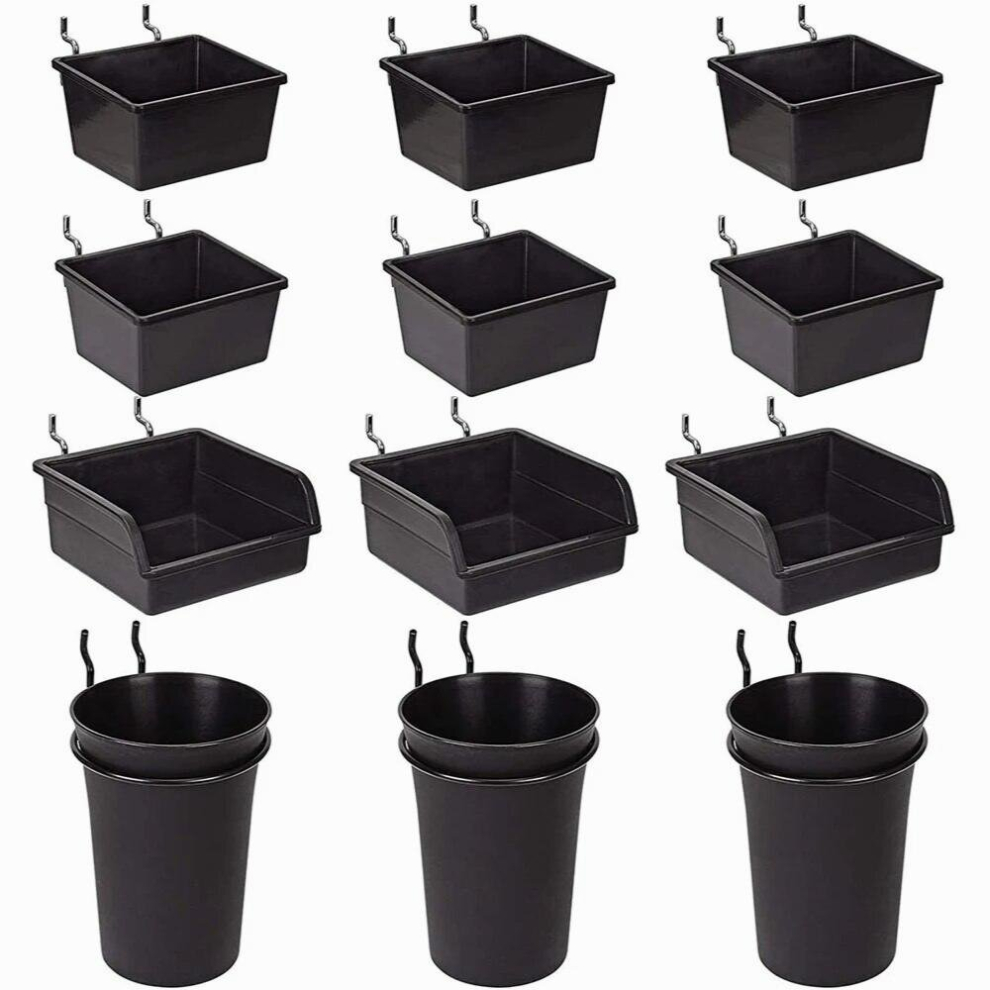 Pegboard Bins Board Cups With Hooks & 12 Pack,Assortment Organizer Accessory,Tools Storage Arrange System Kit 885668267312