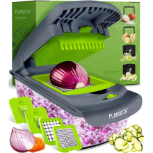 (4-In-1 Vegetable Chopper - Grey) 4-In-1 Vegetable Chopper Onion Chopper Food Chopper Manual Spiralizer - Salad Chopper Veg Dicer Veg Chopper