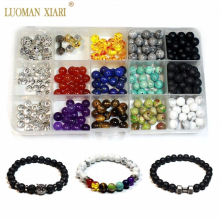 274 PCS Beads Kits Round Natural Stone Beads Sets Jewelry Accessory Charms Elastic String Diy Bracelet Handmake Craft Making