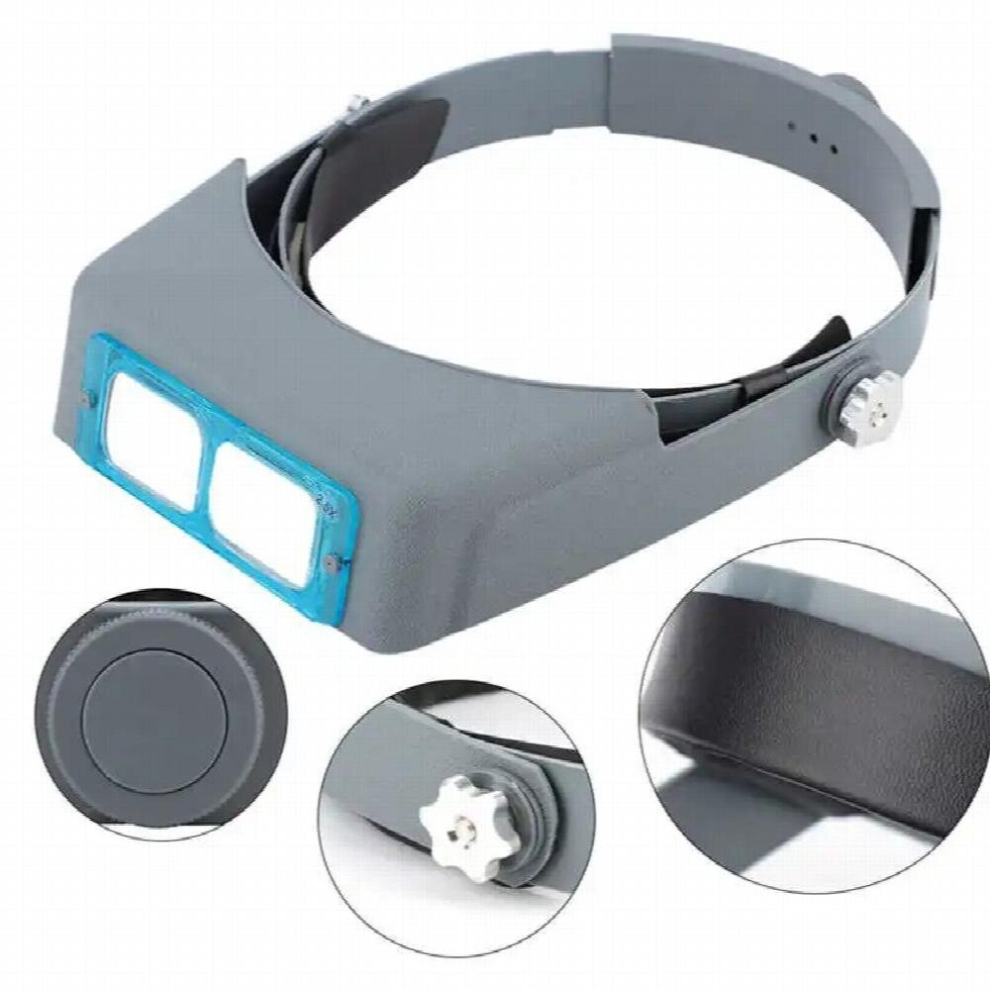 Headband Reading Magnifier with Four Optical Glass Lenses Jewelry Repair Tool 81007-B Adjustable 1.5X/2X/2.5X/3.5X Magnifier