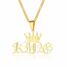 Crown Name Necklace for Women Men Initial Pendant Old English Support Any Name Choker Necklace