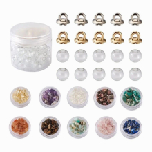 40pcs DIY Pendant Making Kits with Mechanized Blown Glass Globe Beads Plastic Pendant Bails Synthetic Natural Stone Beads 16mm