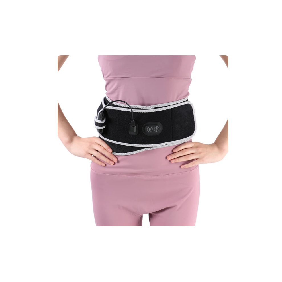 (Black) Electric Heating Waist belt pad USB Massager Back Support Brace Pain Relief Protecter Vibration Hot Compress Therapy Lum