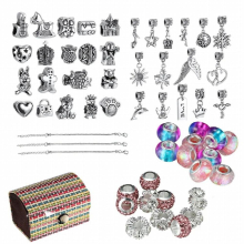 Small Animal Flower Crown Angel DIY Bracelet Set Big Hole Space Beads for Creative Jewelry Charm Bracelet Kit