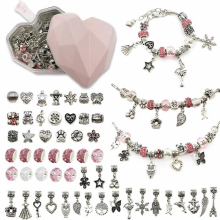 55 Pcs Pink Diamond Love Box Bracelet Set Diy Jewelry Bracelet Gift String Bracelet Making Kit