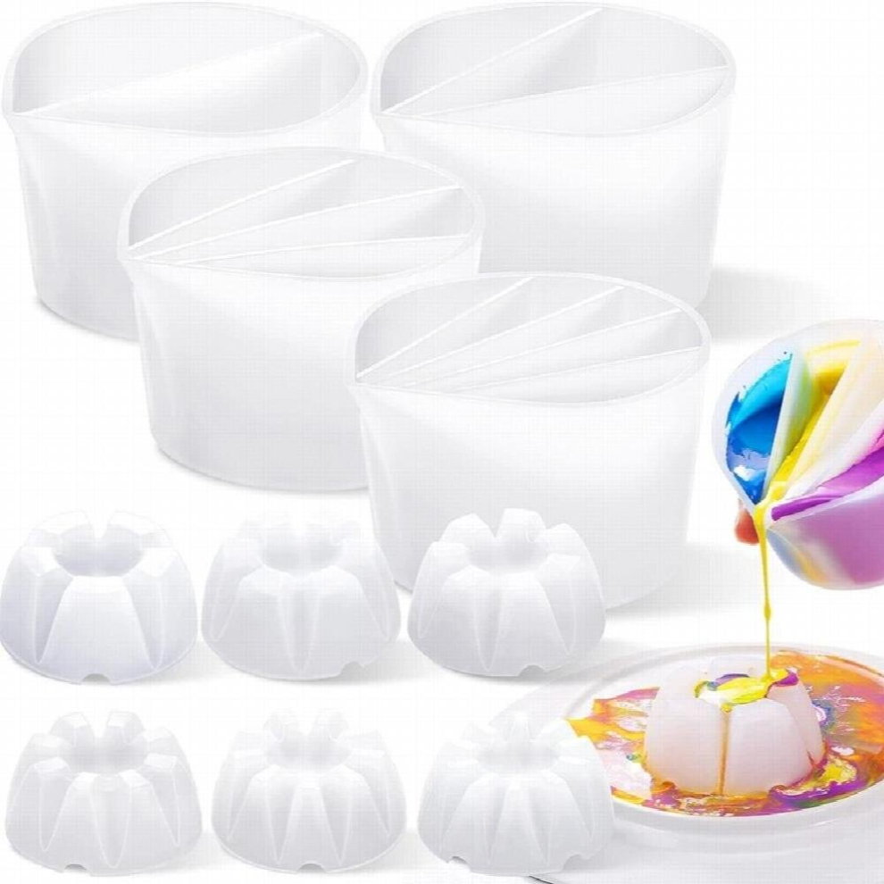 10Pcs Paint Pour Cup 2-5 Channels Split Cups 5-10 Flower Pour Cup Silicone Paint Pour Cup For Paint Pouring Fluid Pour 885668290051