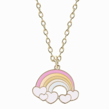Chavin Cabochons Rainbow Heart Children Pendant kids accessory necklace unisex