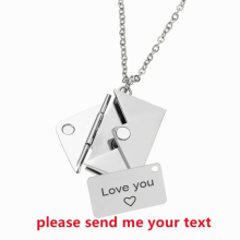 Envelope Locket Necklace with Text Love You Secret Message Pendant Necklace for Girl Mothers
