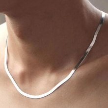 925 Sterling Silver fine 4MM Blade Chain Necklace for Women Men wedding party Jewelry Holiday