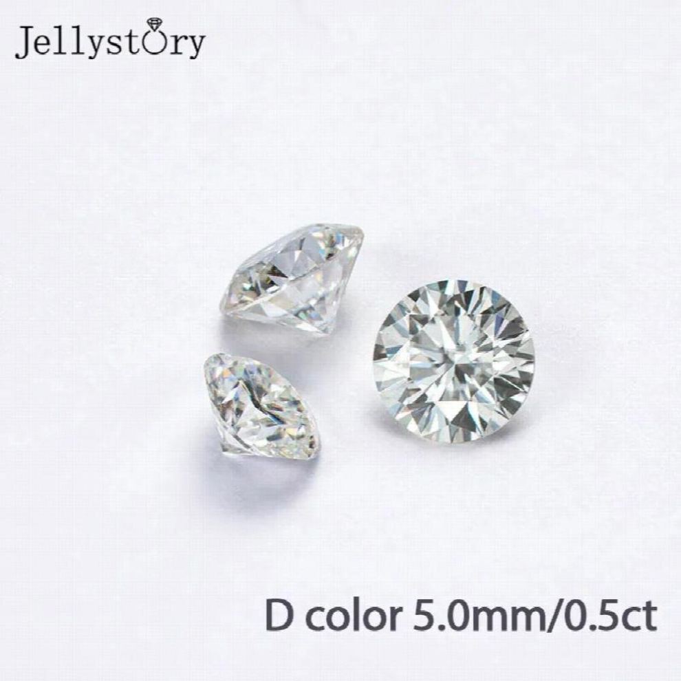Jerrystory Excellent Cut 100%Real 0.5ct D 5.0mm Moissanites Gemstone for Wedding Ring Jewelry Making with Test-image-OPC-PCTVP7W-NEW
